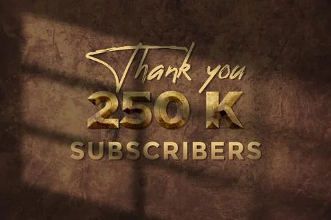 250 K  subscribers celebration greeting banner with Brass Design Stock Illustration
