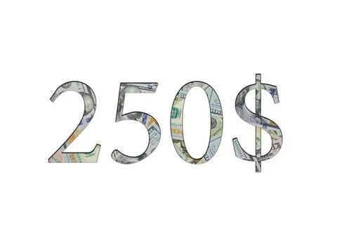 $ 250. Us dollar banknotes. The texture of the money. Isolated on white backg Stock Photos