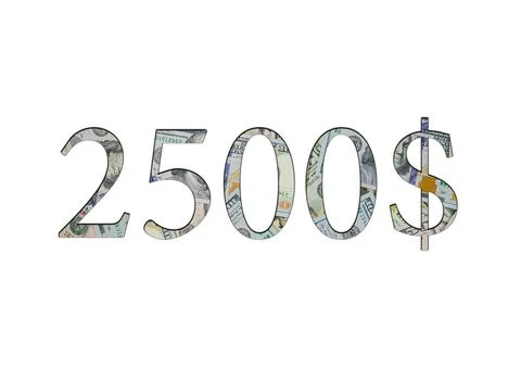 $ 2500. Us dollar banknotes. The texture of the money. Isolated on white back Stock Photos