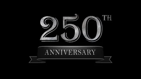 250th Anniversary Metallic Silver Text Animation with Ribbon Banner. Stock Footage 337241452