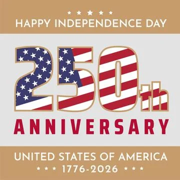 250th anniversary of the USA. 250 years of independence. Poster 4th of july us Stock Illustration