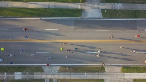 251 Aerial top down view of a marathon Stock-Footage 108546484