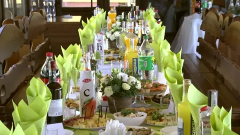 25.10.2024.Dnipro. Ukraine. festive dining table. food and drink concept Stock Footage 289480344