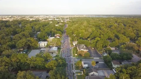 256 Aerial View of a marathon on the main road Video stock 108546904
