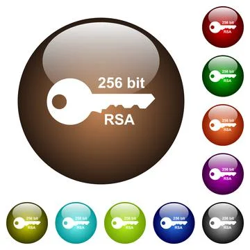 256 bit rsa encryption color glass buttons Stock-Illustration