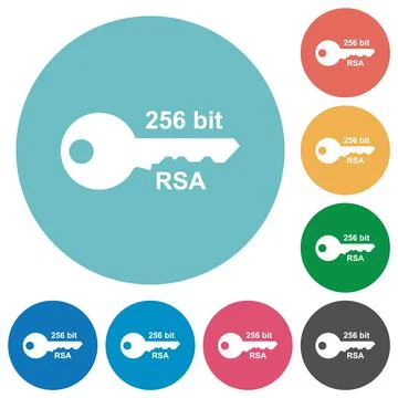 256 bit rsa encryption flat round icons Stock Illustration