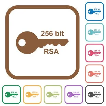 256 bit rsa encryption simple icons Illustrazione stock