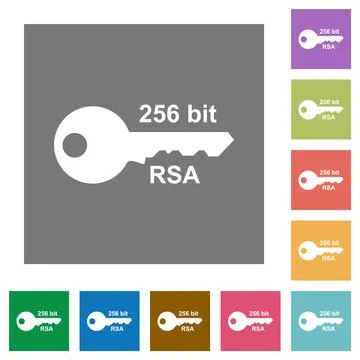 256 bit rsa encryption square flat icons Stock Illustration