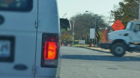 2579 White Van at Stop as Traffic Past By, HD Stock Footage 44422990