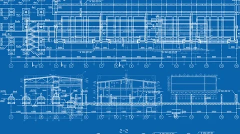 25fps-1080p-Construction Drawings-Front-Blue Stock Footage 46709904