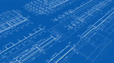 25fps-1080p-Construction Drawings-Perspective1-Blue Stock Footage 46709415