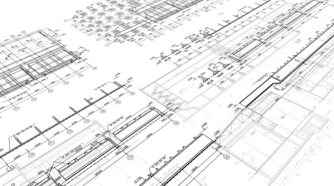 25fps-1080p-Construction Drawings-Perspective1-White Stock Footage 46709430
