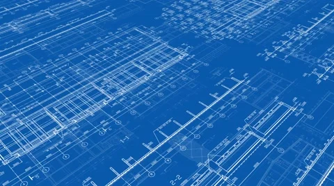 25fps-1080p-Construction Drawings-Perspective2-Blue Stock Footage 46709302