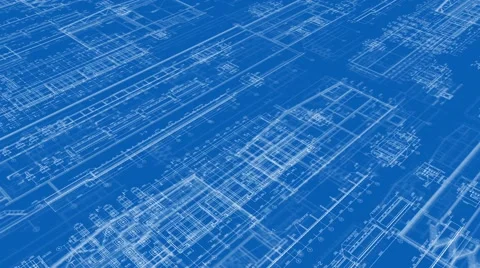 25fps-1080p-Construction Drawings-Perspective3-Blue Stock Footage 46708927