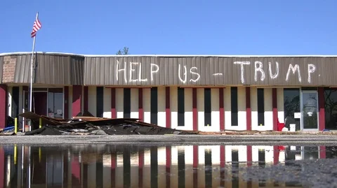 2.5K High Resolution - Hurricane Michael victims plead for Trump’s help Stock Footage 99660096