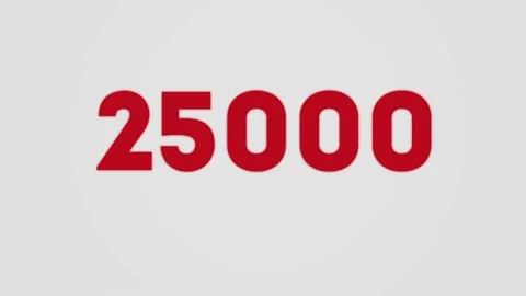 25k Minimalistic Design Counter. Red Numbers on the White Font. Stock Footage 132052779