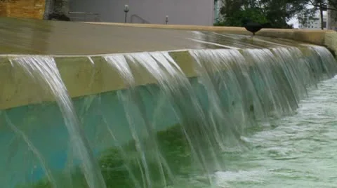 25p water falling over edge drop and bird  2 Stock Footage 10564154