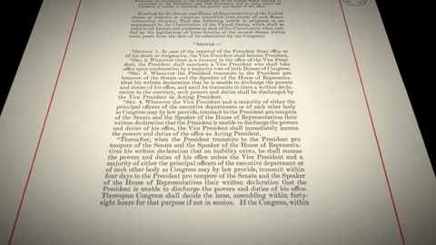 25th Amendment US Constitution Aged Historical Paper Document 1 Stock Footage 339371594