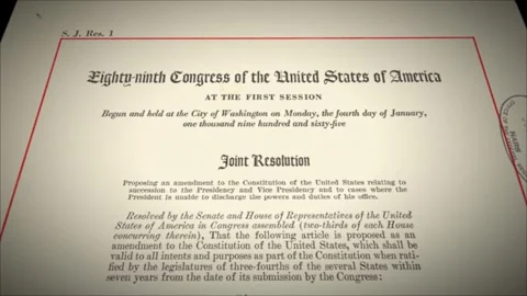 25th Amendment US Constitution Aged Historical Paper Document 2 Stock Footage 339371596