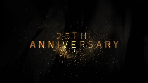 25th anniversary celebration in golden particles, luxury style, logo Stock Footage