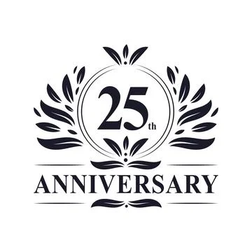 25th Anniversary celebration, luxurious 25 years Anniversary logo design. Stock Illustration
