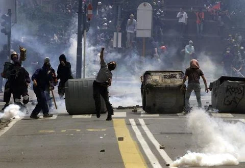 25th anniversary of first violent protests at 2001 G8 summit, Genoa, Italy - 20  Stock Photos