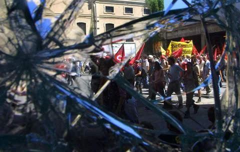 25th anniversary of first violent protests at 2001 G8 summit, Genoa, Italy - 21  Stock Photos
