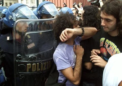 25th anniversary of first violent protests at 2001 G8 summit, Genoa, Italy - 20  Stock Photos