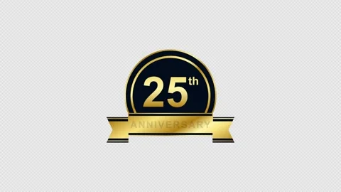 25th anniversary loop on alpha channel transparent background Stock Footage 344691714