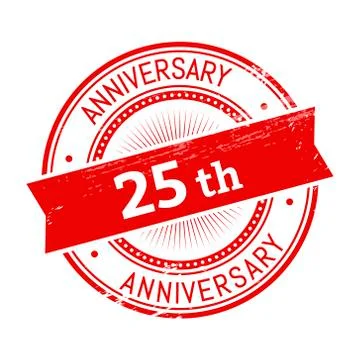 25th anniversary round stamp 스톡 일러스트