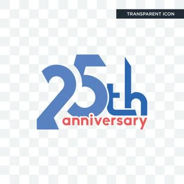 25th anniversary vector icon isolated on transparent background, 25th anniver Stock Illustration