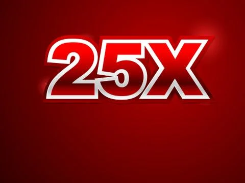 25x sign in red background Stock Illustration