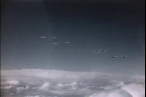 A-26 aircraft in flight over clouds flying - 1945 Stock Footage 104649301
