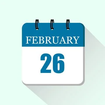 26 February Vector flat daily calendar icon. Date and month. Stock Illustration