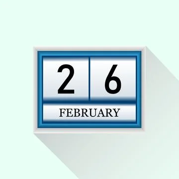 26 February Vector flat daily calendar icon. Date and month. Stock Illustration