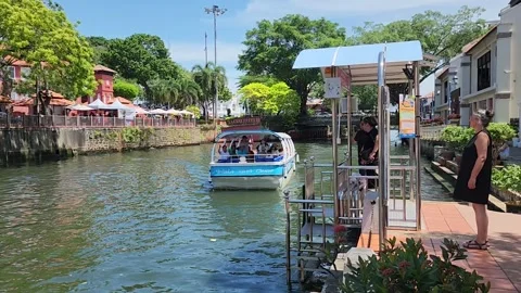 26 July 23 - Malacca, Malaysia - Tourist Cruise on the Malacca River, Malaysia Stock Footage 336190887