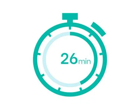 26 minutes timer icon, 26 min digital timer. Clock and watch, timer, countdow Stock Illustration
