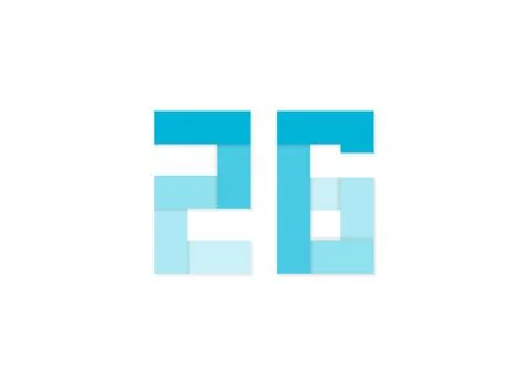 26 number, vector logo, paper cut desing font made of blue color tones .Isola Stock Illustration