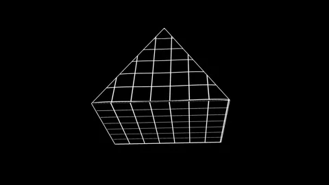 26. Pyramid 3D Grid Animation Geometric Shape with Wireframe Motion in Black Stock Footage 309656789