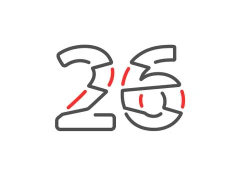 26 vector number. Modern trendy, creative style line design. For logo, brand  Stock Illustration