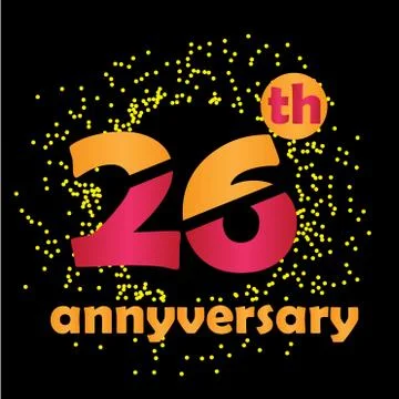 26 Year Anniversary Vector Template Design Illustration - Vector Stock Illustration