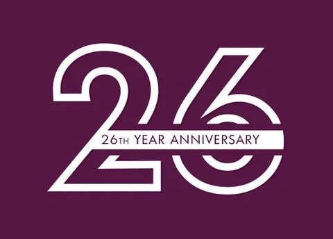 26 years anniversary image vector, 26th anniversary celebration logotype  Illustrazione stock