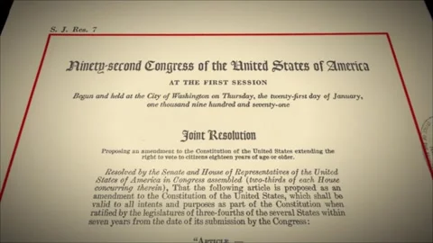 26th Amendment US Constitution Aged Historical Paper Document 2 Stock Footage 339371601