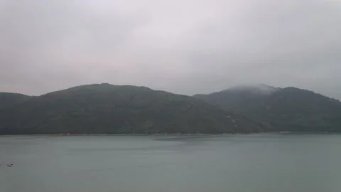 27 2 2021 beach and sea in discovery bay, Lantau Island, hong kong in a foggy Stock Footage 153201544