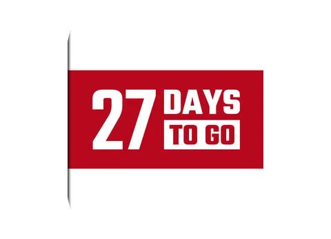 27 days to go red vector banner illustration isolated on white background Stockillustratie