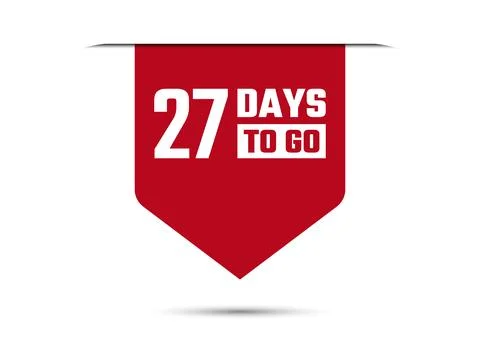 27 days to go red vector banner illustration isolated on white background Stock Illustration