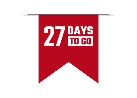27 days to go red vector banner illustration isolated on white background Stock Illustration