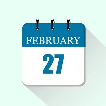 27 February Vector flat daily calendar icon. Date and month. Stock Illustration