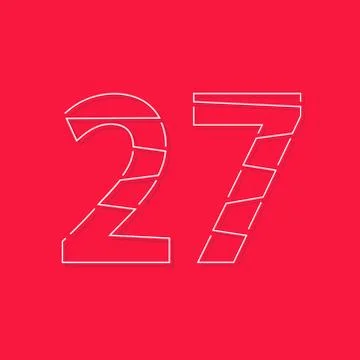 27 font, linear stroke number. Modern trendy, creative style design. For logo Stock Illustration