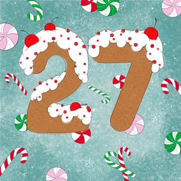 27 gingerbread figure  for postcards Stock Illustration